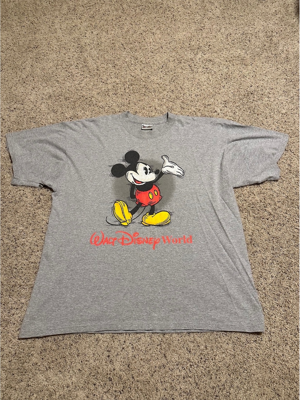 Vintage Walt Disney World Mickey Mouse Gray T-Shirt XL